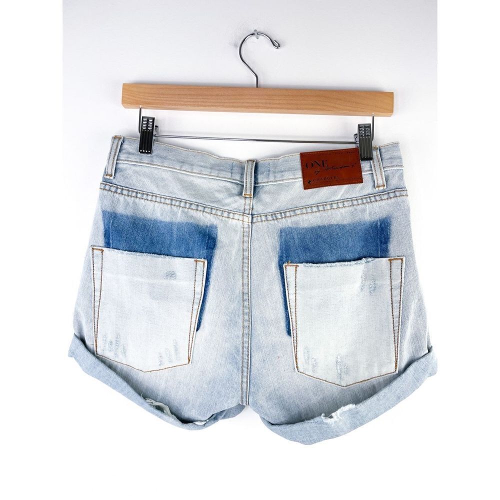 FP One x One Teaspoon Women's Jean Shorts Florence Charger Denim Distressed Shor - Picture 11 of 14